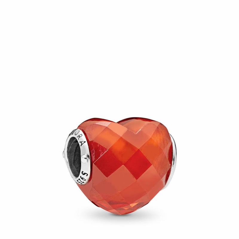 Pandora Shape Of Love Charm Ireland - Sterling Silver/Orange/Cubic Zirconia - 086413SXB